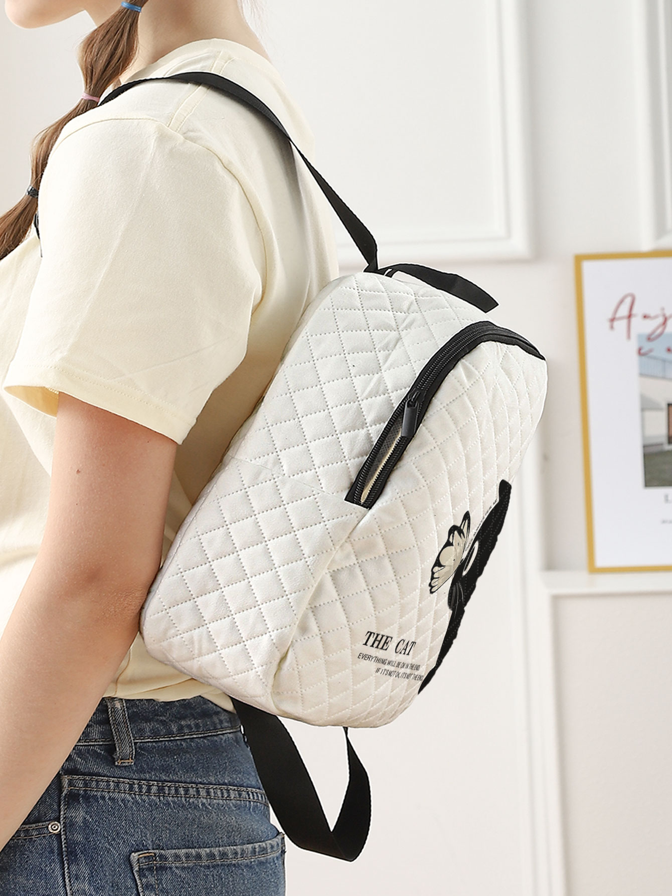 Black Cat Butterfly Print Quil - огляд і ціна Mini Backpack Purse